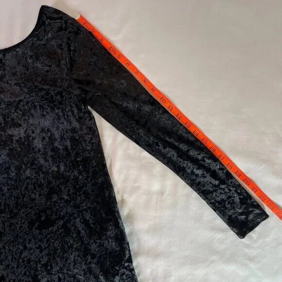 Emetla Black Crushed Velvet Swing Babydoll Dress Back Cutout Size S - Picture 13 of 15